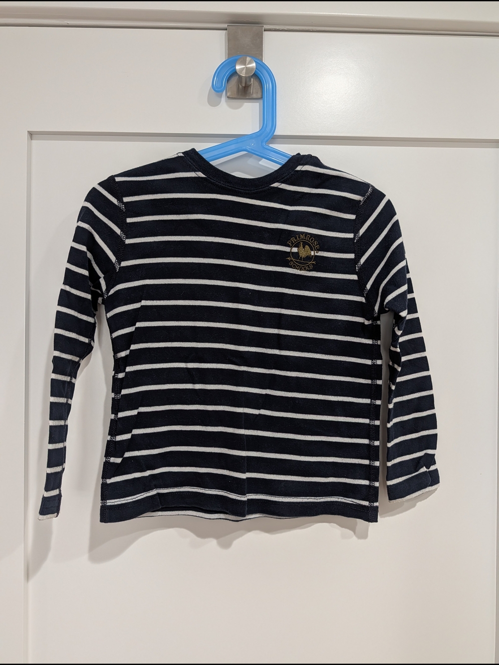 Primrose Uniform Navy & White Striped Long-Sleeve Kids Tee (Dennis)